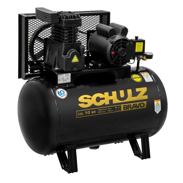 Compressor Pistão Schulz 100L 2HP 127V (110V) Bravo CSL 10BR|100 Profissional